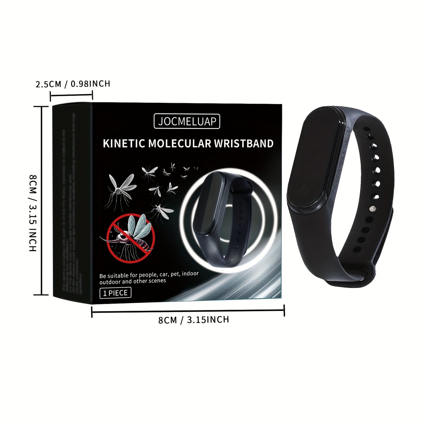 Black Electronic Mosquito Repellent Wristband – Comfortable Fit, Physical Insect Deterrent, Non-Toxic