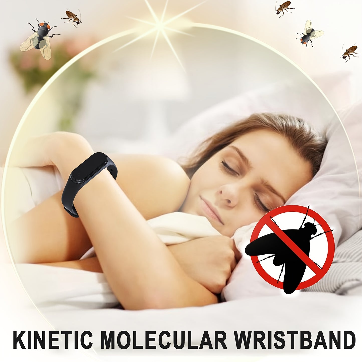 Black Electronic Mosquito Repellent Wristband – Comfortable Fit, Physical Insect Deterrent, Non-Toxic