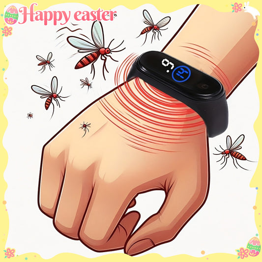 Black Electronic Mosquito Repellent Wristband – Comfortable Fit, Physical Insect Deterrent, Non-Toxic