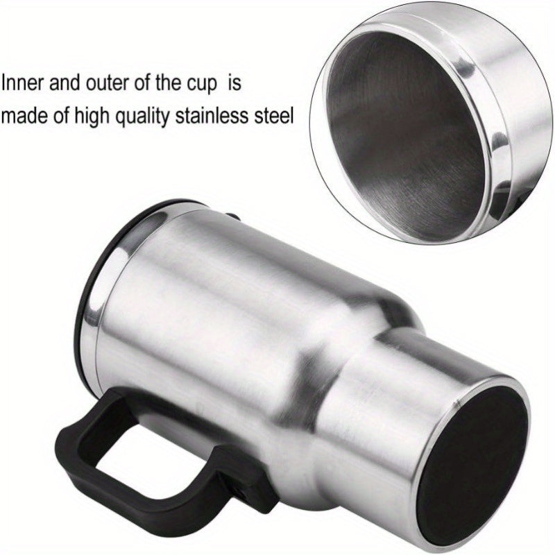 Stainless Steel Heated Travel Mug Water Boiler Electric Car Kettle Portable incar Heating Cup Coffee Tea Warmer Cup Thermoses 455ml