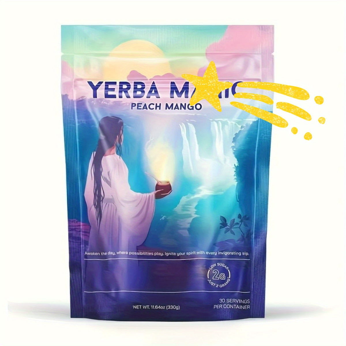 RE LIERRE Yerba Mate 3in1 Instant Tea Powder  Energy Boosting Peach Mango Flavor 20 Servings Natural Caffeine Healthy Office  Afternoon Drink Ideal Gift