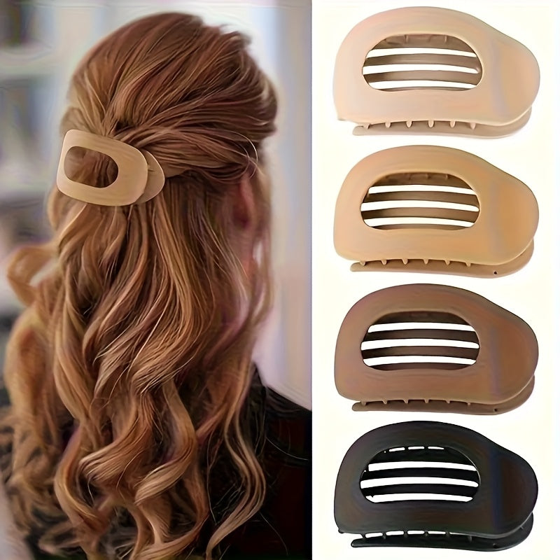 2D Flat 4pcs Matte Flat Hair Clip  Strong Anti Slip Design Fashionable Sports Style 4 Colors coffee Black Apricot Khaki  Womens Durable Plastic Hair Accessory Essential for Daily Styling And Hairstyles