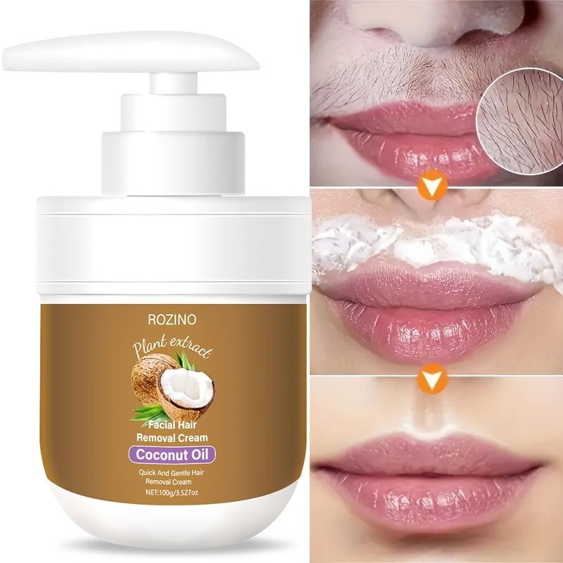 2pcs Coconut Oil Facial Hair Removal Cream With Natural Ingredients Gently Removes Excess Facial Hair Deeply Nourishes The Skin Irritation And Discomfort And Is Suitable For Hair Removal Needs On The Face And Other Parts Of The Body